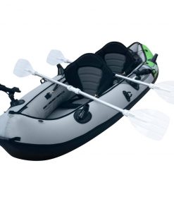 Elkton Outdoors Cormorant Inflatable 2 Person Fishing Kayak Set With 6 Rod Holders, Paddles, Double Action Pump