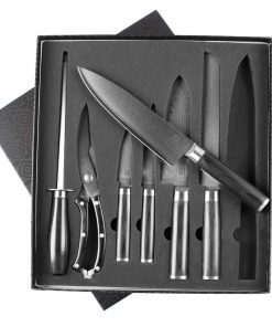 Zelancio HOME GOODS 7 Piece Japanese VG-10 Damascus Steel Chef Knife Set