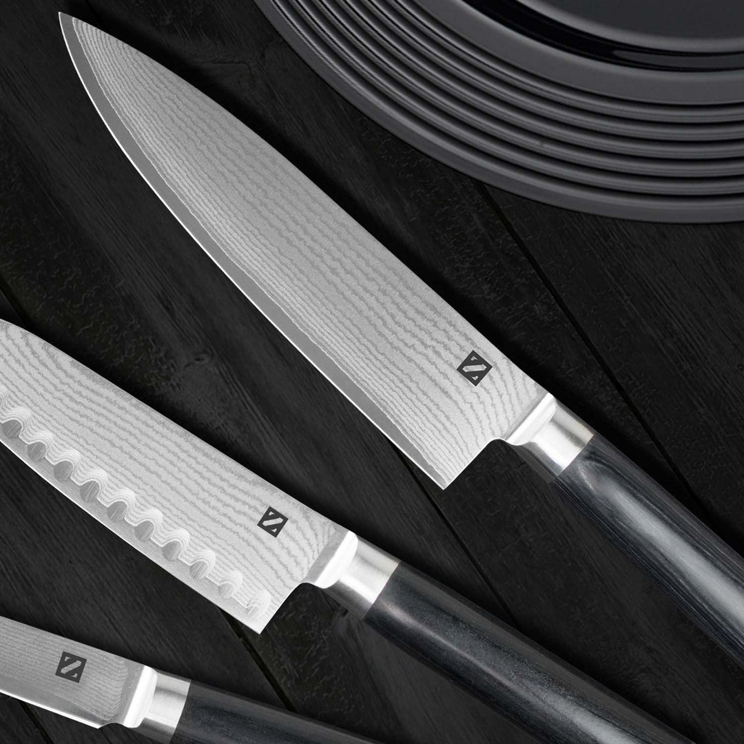 Zelancio HOME GOODS 7 Piece Japanese VG-10 Damascus Steel Chef Knife Set 3 Zelancio HOME GOODS 7 Piece Japanese VG-10 Damascus Steel Chef Knife Set