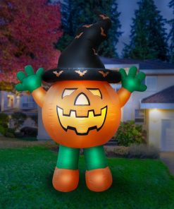 Holidayana Inflatable Halloween Pumpkin Man Decoration With Built-in Fan And LED Lights