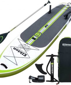 SPORTING GOODS Elkton Outdoors 12' Inflatable Fishing Paddle Board Kit WIth 2 Fishing Rod Holders & Accessory Mount