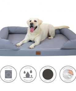 Frontpet PET SUPPLIES Memory Foam Pet Lounger With Removable Slip Cover And Padded Backrest