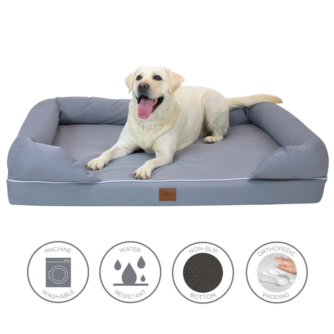 Frontpet PET SUPPLIES Memory Foam Pet Lounger With Removable Slip Cover And Padded Backrest 1 Frontpet PET SUPPLIES Memory Foam Pet Lounger With Removable Slip Cover And Padded Backrest
