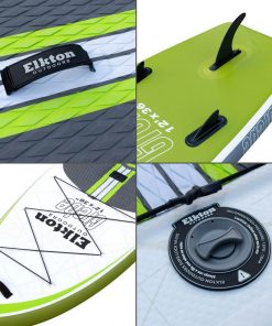 SPORTING GOODS Elkton Outdoors 12' Inflatable Fishing Paddle Board Kit WIth 2 Fishing Rod Holders & Accessory Mount