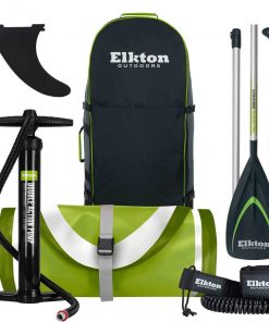 SPORTING GOODS Elkton Outdoors 12' Inflatable Fishing Paddle Board Kit WIth 2 Fishing Rod Holders & Accessory Mount