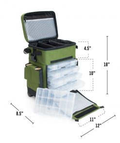 Elkton Outdoors Rolling Tackle Box With Removable Tackle Trays SPORTING GOODS