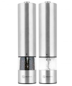 Zelancio HOME GOODS Electric Salt And Pepper Or Spice Grinder Set, Battery Operated Powered One Touch Grind Peppermill, Set Of 2 Mills