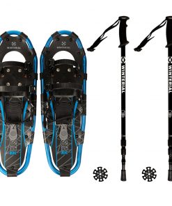 Winterial Shasta Snowshoes 25-Inch Lightweight Aluminum All Terrain Blue And Black Snow Shoe. Includes Carry Bag, Adjustable Poles SPORTING GOODS