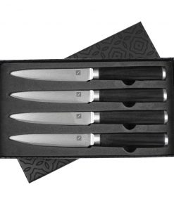 Zelancio 4 Piece Japanese VG-10 Steel Steak Knives With Sharp, Non-Serrated Damascus Steel Blades HOME GOODS
