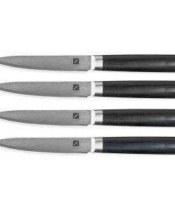 Zelancio 4 Piece Japanese VG-10 Steel Steak Knives With Sharp, Non-Serrated Damascus Steel Blades HOME GOODS